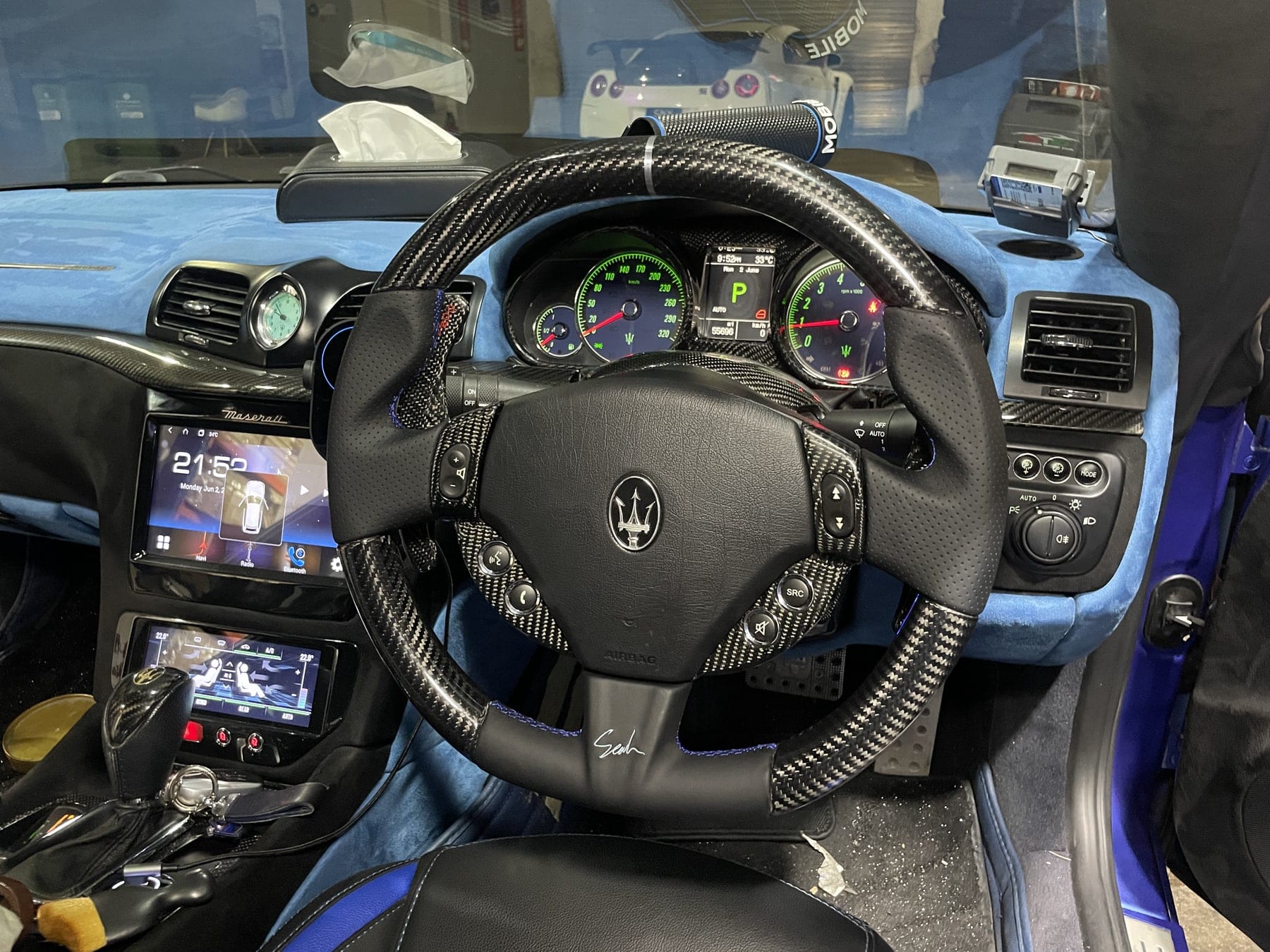Maserati GranTurismo M145 carbon fibre and leather steering wheel installed in Singapore