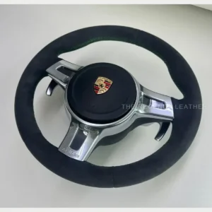 Porsche 911 GT3 991.1 full Alcantara steering wheel retrim with green stitching