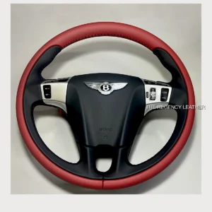 Bentley Continental GT steering wheel retrimmed in red and black Nappa leather