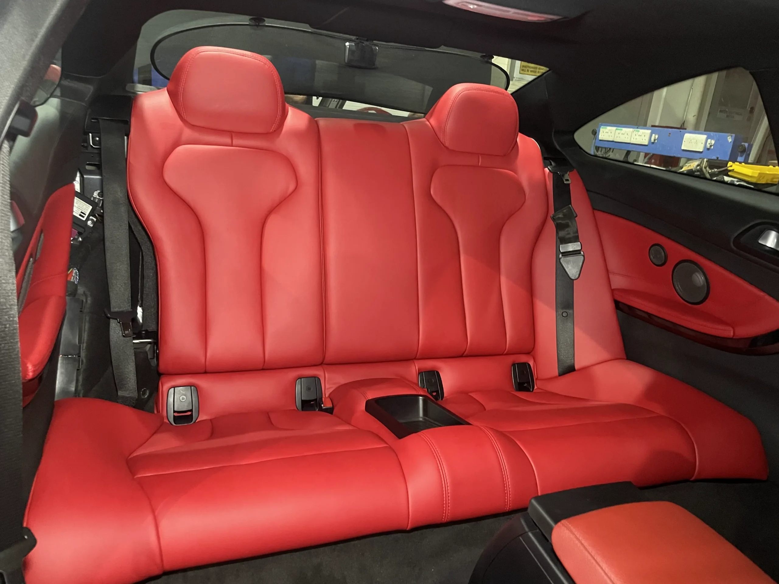 BMW 435i F32 rear seats upholstered in red leather