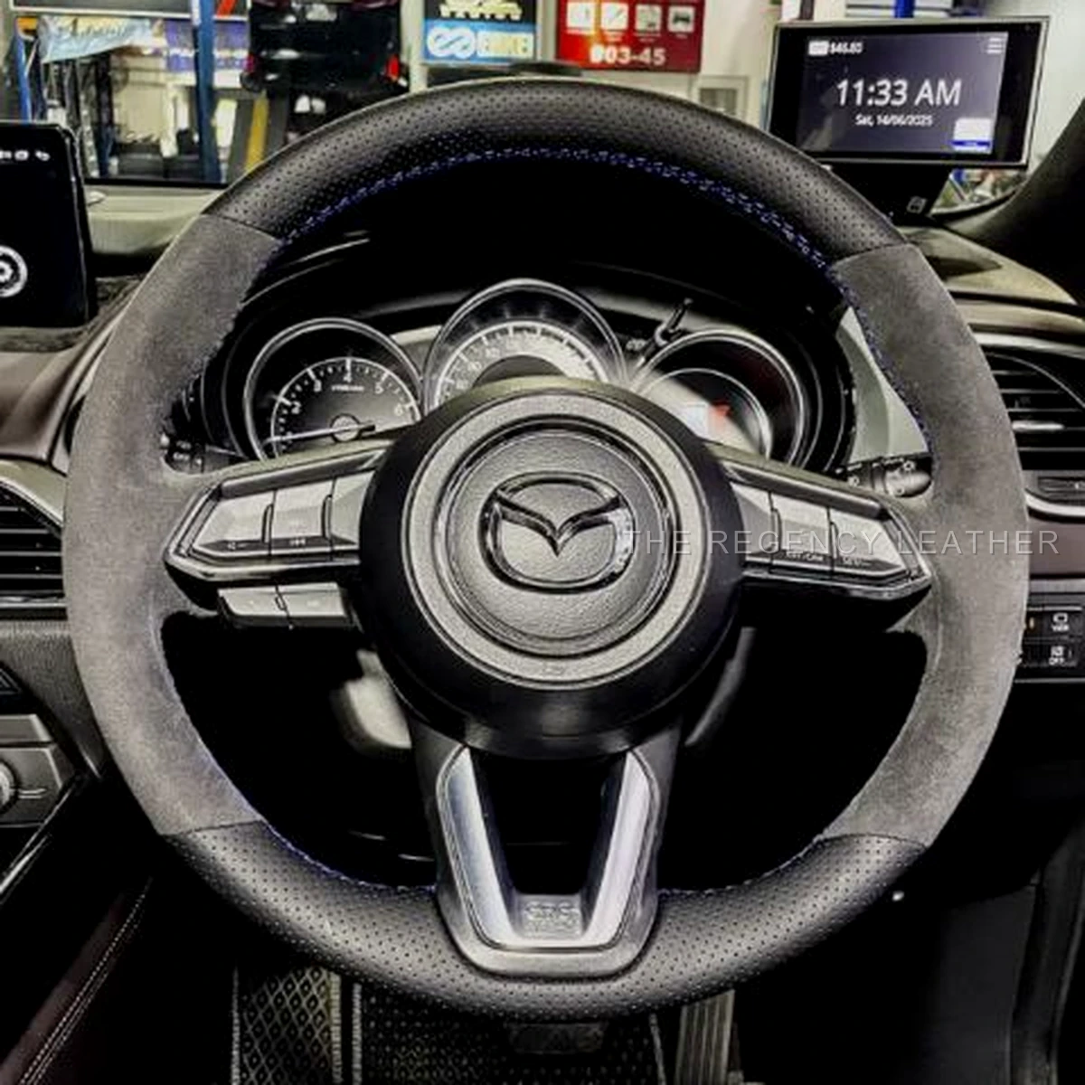 Mazda CX-9 TC custom steering wheel leather wrap in Singapore