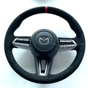 Mazda3 BP perforated Nappa steering wheel wrap with red and blue centre mark in Singapore