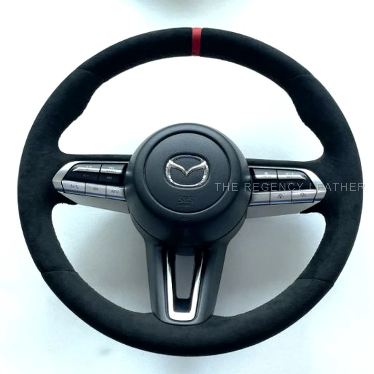 Mazda3 BP perforated Nappa steering wheel wrap with red and blue centre mark in Singapore