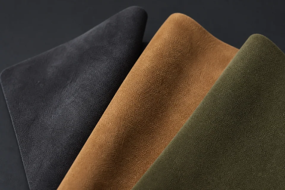 Suede, nubuck and microfibre suede automotive upholstery samples