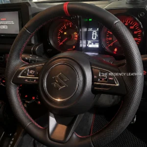 Suzuki Jimny XC 2024 perforated Nappa steering wheel wrap in car
