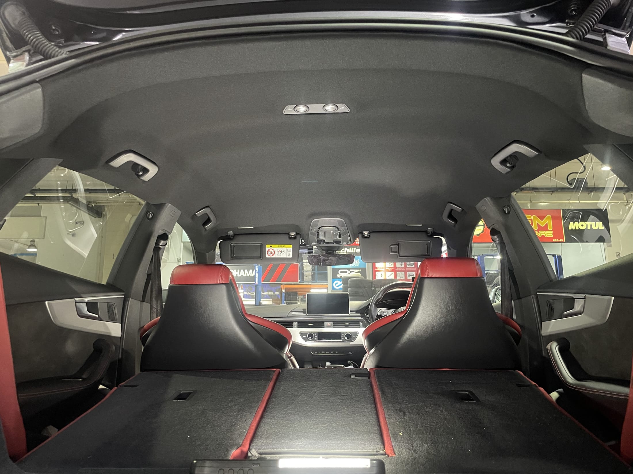 Audi S5 Sportback F5 black roof lining after headliner repair in Singapore
