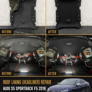 Audi S5 Sportback F5 black roof lining (headliner) repair before and after in Singapore