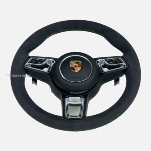 Porsche 718 Cayman GTS steering wheel rewrapped in full Alcantara front view Singapore