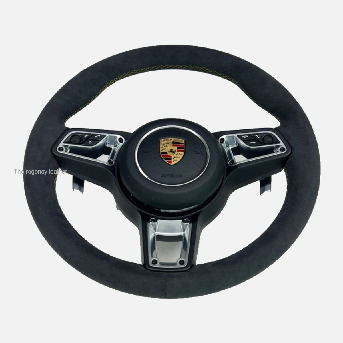 Porsche 718 Cayman GTS steering wheel rewrapped in full Alcantara front view Singapore